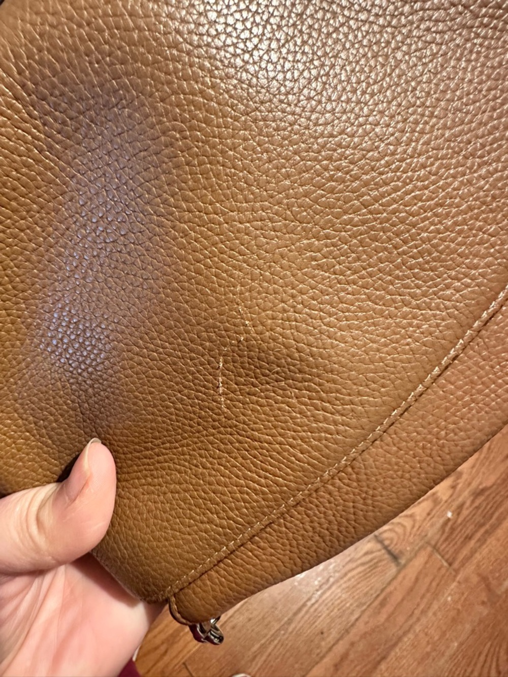 Coach Brown pebbled Leather Shoulder purse with Chain Strap - Picture 12 of 14